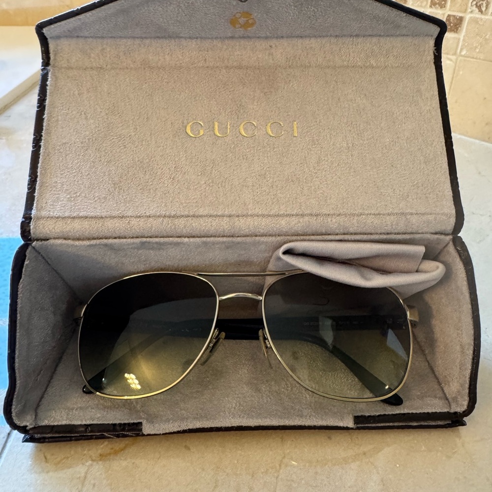Gucci Silver Aviator Sunglasses